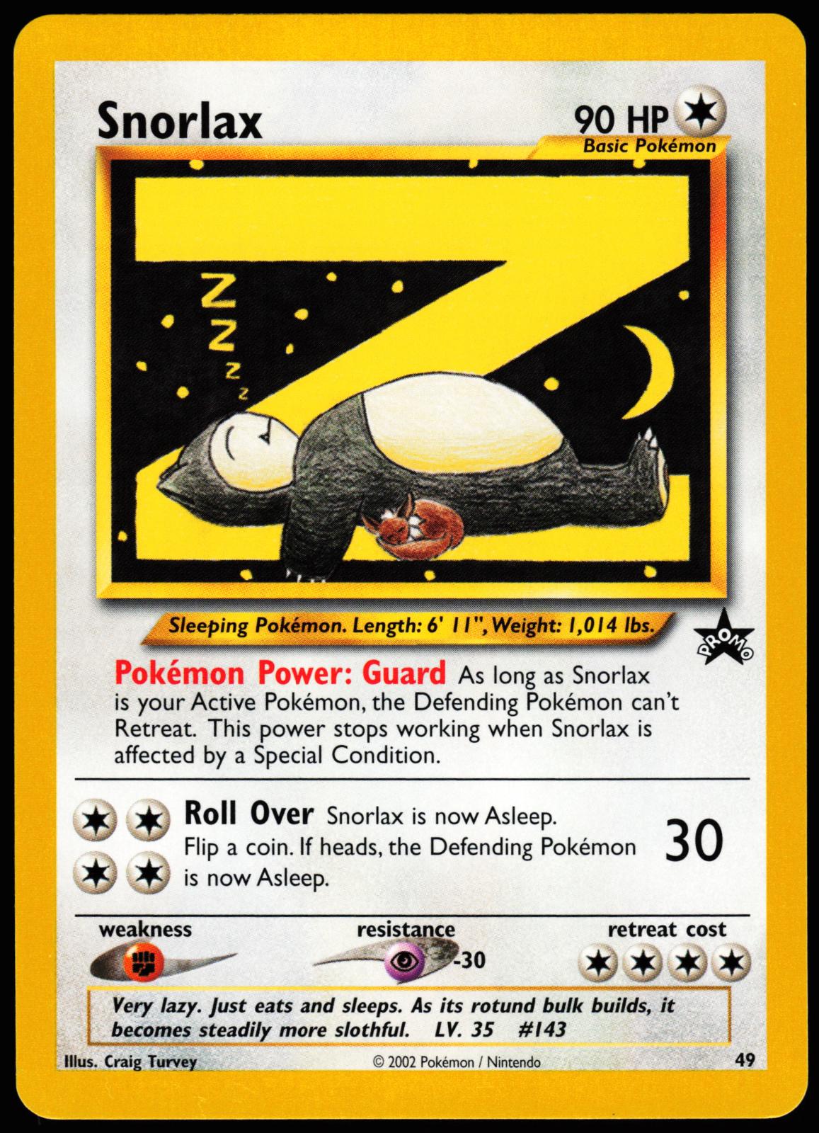Snorlax 49 Promo Wizards Black Star Promos Pokemon Moderately Played